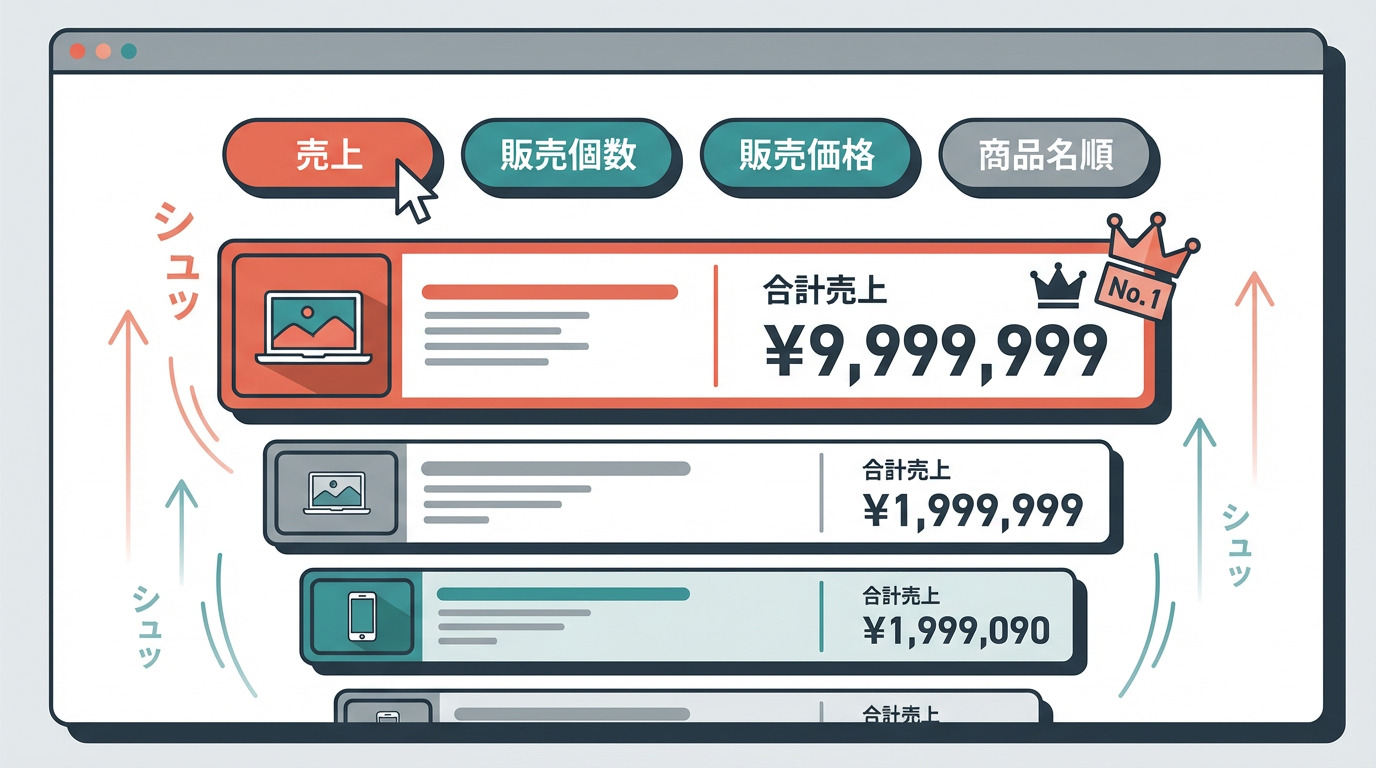 ショップページ内商品の並び替え機能